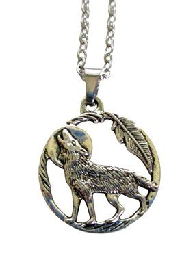 New Howling Wolf Pendant Necklace On 20" Stainless Chain Unisex Jewelry Gift